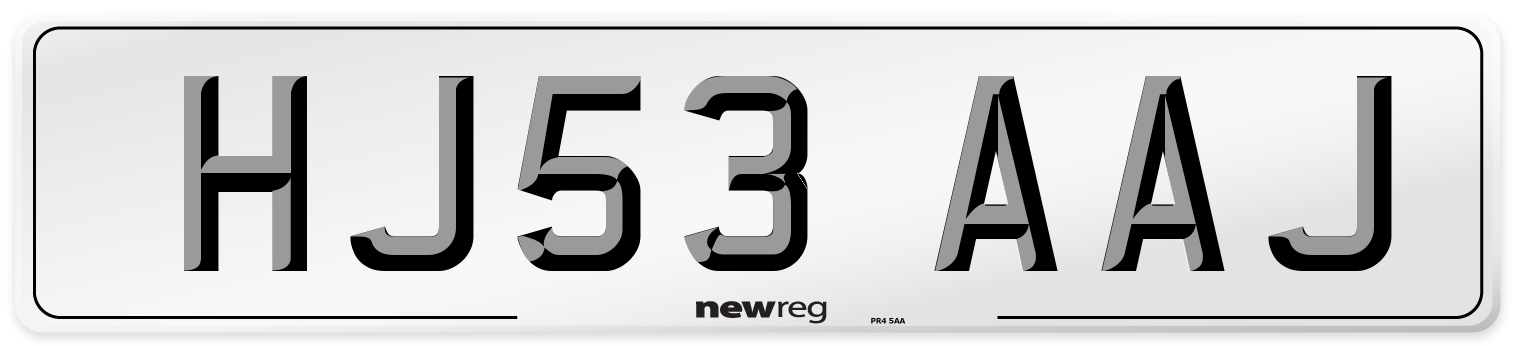 HJ53 AAJ Number Plate from New Reg